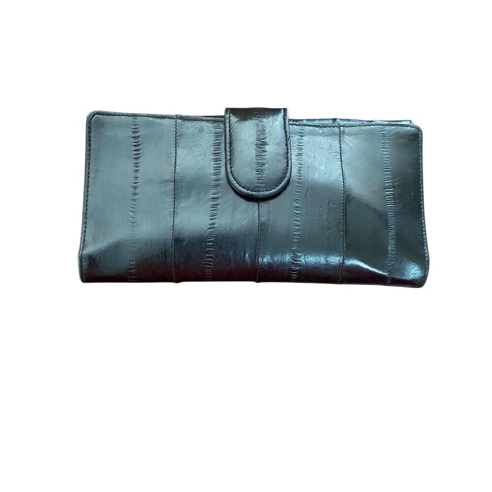Lee Sands Wallet Womens One Size Black Leather Trifold Credit Card ID Zip Coin